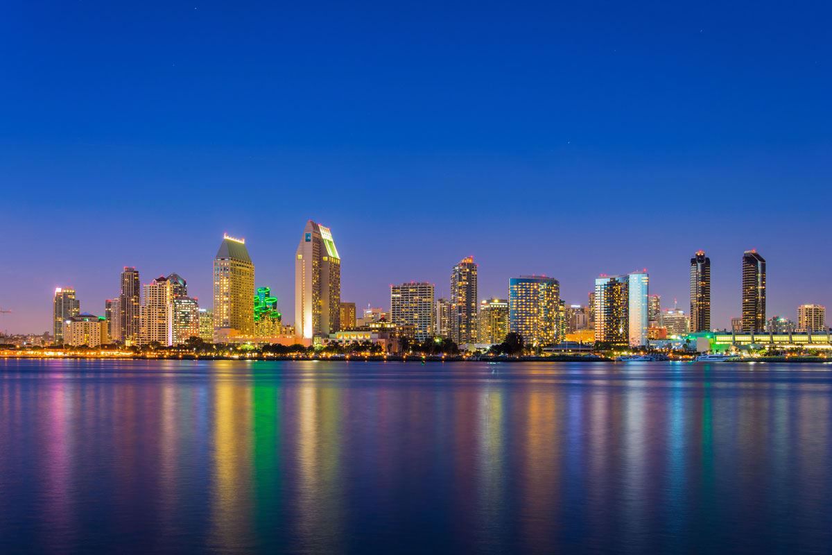 San Diego sparkles at night